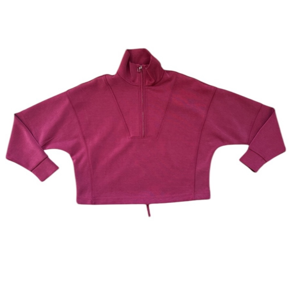 Sweaty Betty‎ Cropped Half Zip Sweatshirt Dolman Sleeve Soft Scuba Pink Women M